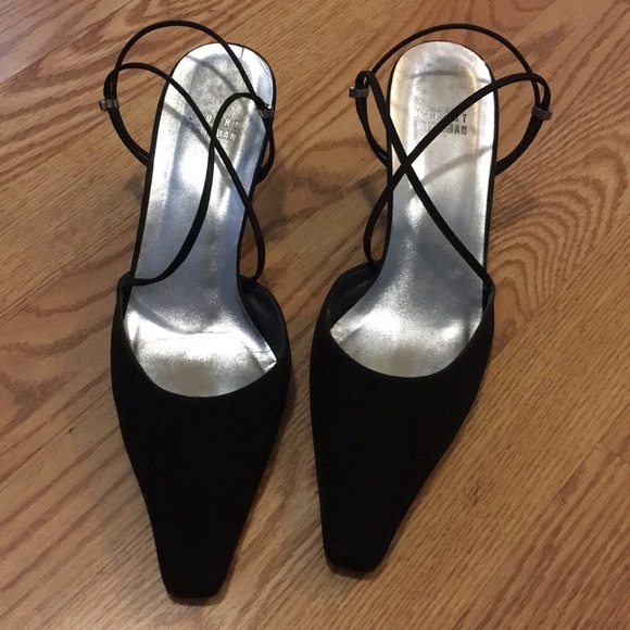 Stuart Weitzman strappy black sandal mules 8 1/2 - Picture 2 of 5